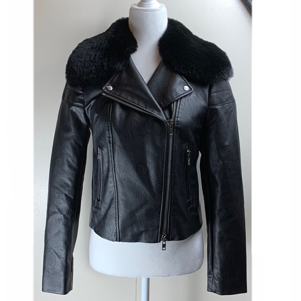 Bailey 44 Size XS Vegan Leather Jacket / Faux Trim